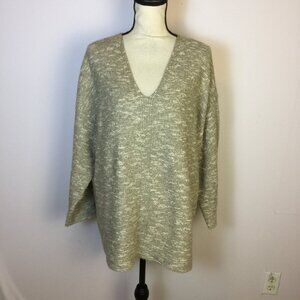 J. Jill Pure Jill Sweater XL Womans Petite Beige/Gray V-Neck Pullover 3/4 Sleeve
